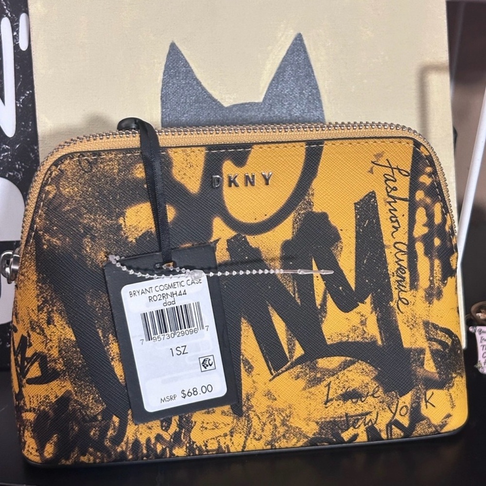 DKNY Graffiti-Style Yellow and Black Pouch NWT - Picture 3 of 6